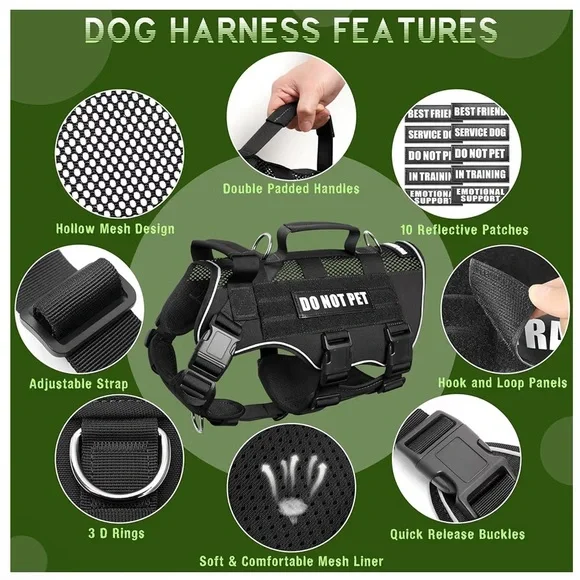 WINSEE Service Dog Harness - Black - Picture 2 of 9